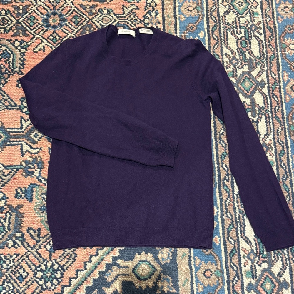 Neiman Marcus Rich Purple Crewneck 100% Cashmere Sweater